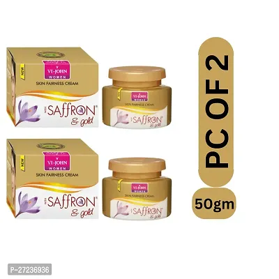 VI - JOHN Gold Saffron Fairness Cream For Uneven Skin Tone  All Skin- 50 Gm Gold - (PC OF  2)