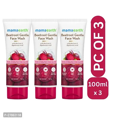 Mamaearth Beetroot Gentle With Beetroot  Hyaluronic Acid For Hydrated Pink Glow Face Wash  (100 ml) : (PC OF 3)