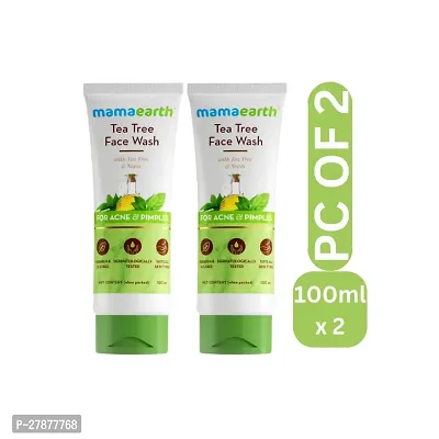 Mamaearth Tea Tree Natural for Acne  Pimples Removal with Neem Face Wash  (100 ml) : (PC OF 2)