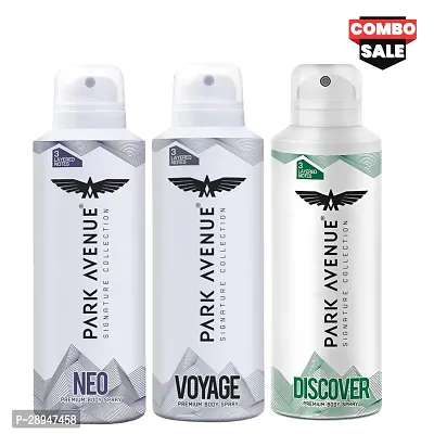 SET OF TRIO PARK AVENUE NEO  VOYAGE  DISCOVER Deodorant Body Spray (450ml) | Signature Collection , For Mens (COMBO)