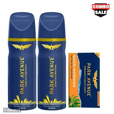 PARK AVENUE Good Morning Deodorant Body Spray (300ml)  Good Morning Soap (125gm) | For Mens (COMBO)