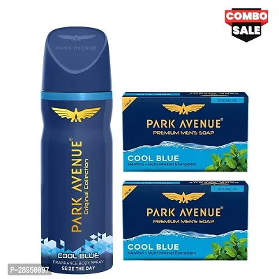 Cool Blue Deodorant Body Spray (150ml)  Cool Blue Soap (125gm X 2) | for Mens (combo)