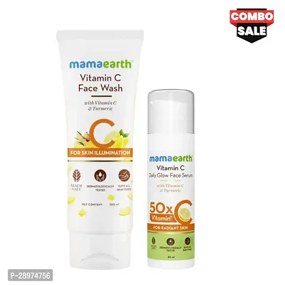 MAMAEARTH Vit-C Facewash (100gm)  Vit-C Daily Glow Face Serum (30ml) | For Men  Women (COMBO)