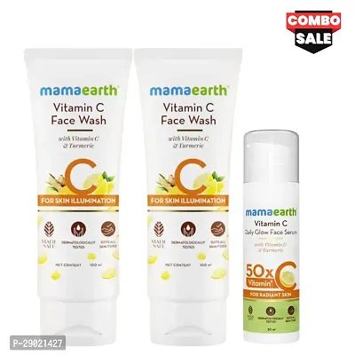 Mamaearth Vit-C Skin illuminating Facewash (200ml)  Vit-C Daily Glow Face Serum (30ml) | For Men  Women (COMBO)