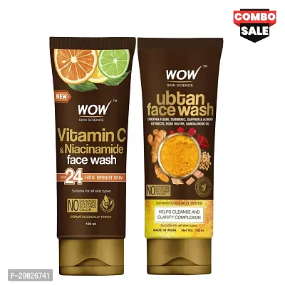 Wow Vit-C Facewash For Bright Skin (100ml) | Ubtan Facewash with turmeric  Saffron (100ml) | For Men  Women (COMBO)-thumb0