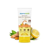 Mamaearth Vit-C Facewash (100ml) | Vit-C Daily Glow Sunscreen (50g) | Vit-C Daily Glow Face Cream (80g) | For Men  Women (TRIO COMBO)-thumb1