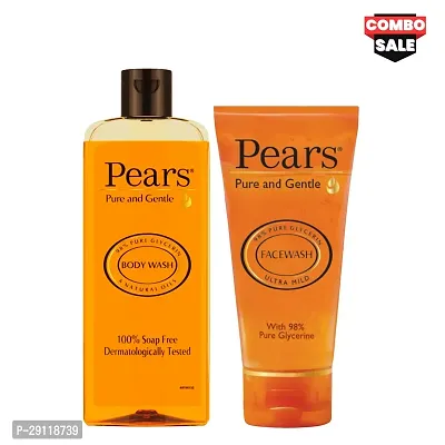 PEAR'S Pure  Gentle Body Wash (250ml) | Glycerine Facewash (150ml) | Soap Free  Natural | For Men  Women (COMBO)