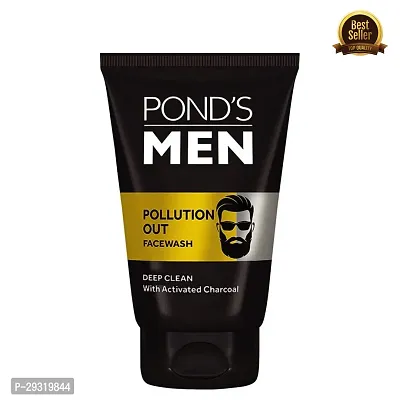 Pond's Men Pollution Out Activated Charcoal Deep Clean Facewash (100 g) | For Mens (PC OF 1)