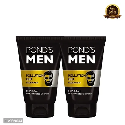 Pond's Men Pollution Out Activated Charcoal Deep Clean Facewash (100 g) | For Mens (PC OF 2)-thumb0