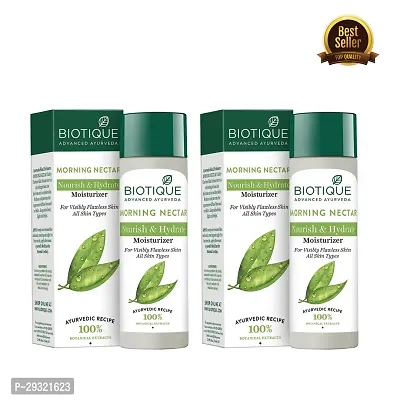 Biotique Morning Nectar Flawless Skin Moisturizer (380ml) l Prevents Dark spots, Blackheads and Blemishes | For Men  Women (PC OF 2)