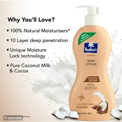 Parachute Advansed Cocoa Repair Body Lotion , Intense Moisture, (400ml) | Pure Coco Milk, 100% Natural, 72h Moisturisation-thumb4