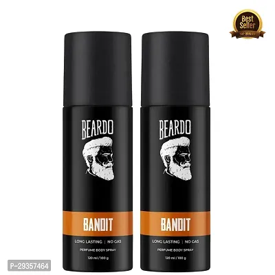 Beardo Perfume Body Spray for men - BANDIT, (240ml) | Long Lasting No Gas Deo For Men | Bergamot, Oakmoss (PC OF 2)