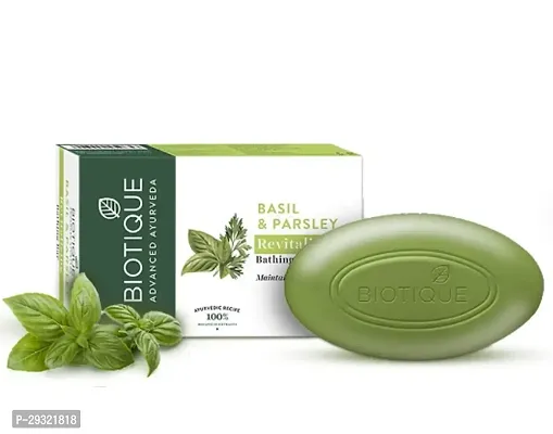 Biotique Basil  Parsley Revitalizing Bathing Bar (150gm)| Ayurvedic and Organically Pure| Maintains Skinrsquo;s Natural pH | (PC OF 1)