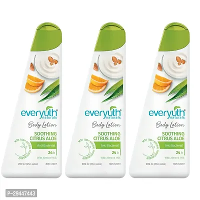 Everyuth Natural's Body Lotion Soothings Citrus Aloe (600ml) |  Long Lasting, Quick Absorption, Non Sticky | For Men  Women (PC OF 3)