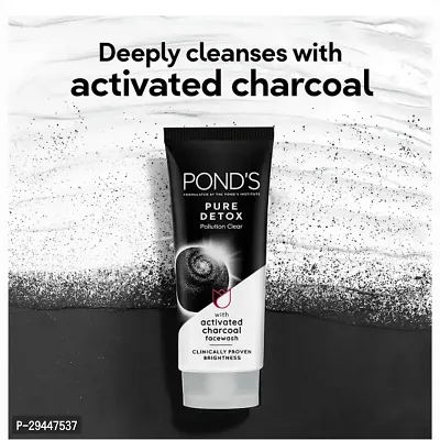 POND's Pure Detox, Facewash (100gm x 4)| For Fresh, Glowing Skin, With Activated Charcoal, Daily Exfoliating | For Men  Women (PC OF 4)-thumb5