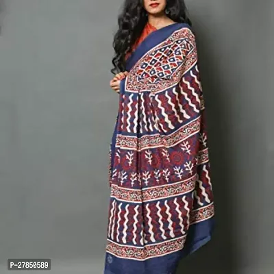 Designer Multicoloured Chanderi Silk Saree With Blouse Piece For Women