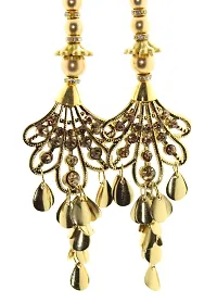Trendy and Ethnic Metallic Floral shape Handmade Latkan Crafted with Golden Metallic Leaves best for Women's Ethnic Work Hanging Latkan for Saree Blouse Dupatta Lehenga Gowns (Set of 1 Pairs) (Golden)-thumb3