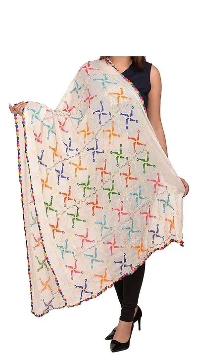 Women's Chiffon Phulkari Dupattas Neck Scarf Fashionable Stole size- 2.25 meter