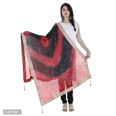 Women's Art Silk Bandhani dupatta with Moti work Dupatta