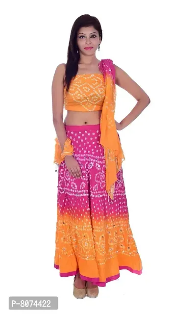 Apratim Women's Cotton Unstitched Lehenga (Yellow)-thumb2