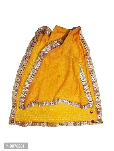 Apratim Art Silk Women's/Girls Bandhani Dupatta Yellow Color
