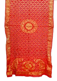 APRATIM Women's Silk Ethnic Tie-dye Bandhani Banarasi Dupatta with Zari Work (Red, Free Size)-thumb1