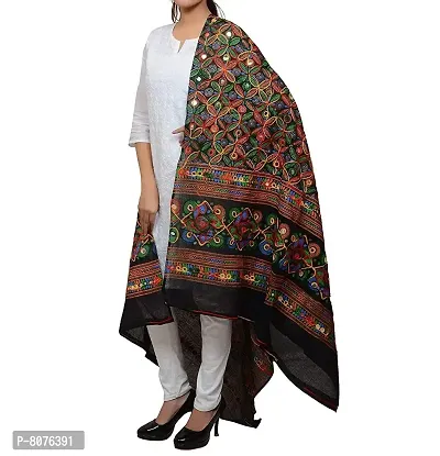 Apratim Cotton Women Casual Wear Kutch Ari Dupatta Color Black-thumb2