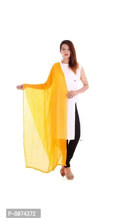 APRATIM Women's Chiffon Solid Colour Dupatta (DOY01, Yellow, Free Size)-thumb0