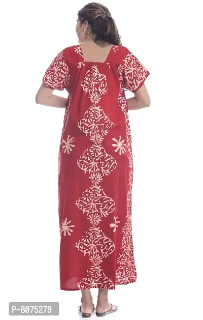 APRATIM Cotton Women Sleep Wear Casual Wear Night Gown Red Color Size Free Size-thumb5