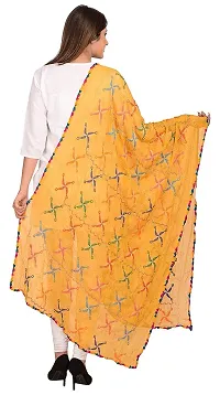 Apratim Chiffon Women/Girls Phulkari Dupatta Yellow Color Size 2.25 M-thumb2