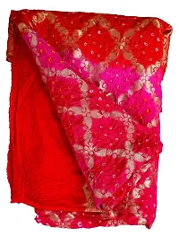 Women's Weaving Bandhani Banarasi Silk Dupatta with Zari Work (Red, Pink)-thumb3