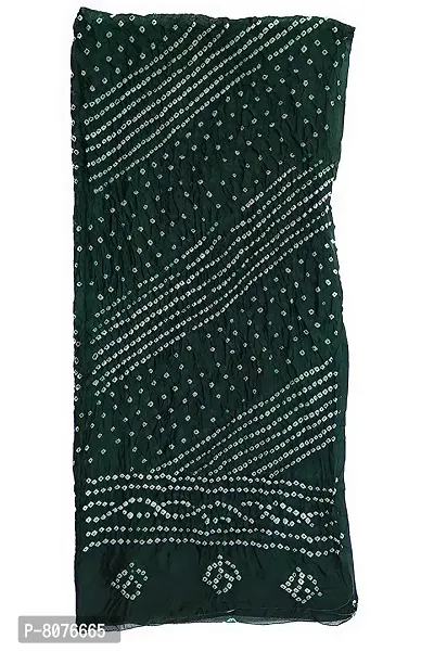 APRATIM Women's Art Silk Bandhani Dupattas Neck Scarf Printed Fashionable Stole - Free size- 2.25 meters |Dark Green-thumb2