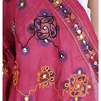 Indian Woman Cotton Handmade Kutch Work Embroidery Sequence Work Dupatta-thumb3