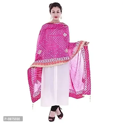 Indian Ethnic Handmade Bandhani Art Silk Gotta Patti Dupatta