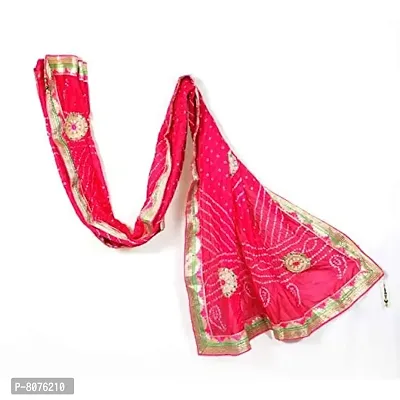 Generic Women's Silk Bandhani Dupatta (Pink, Free Size)