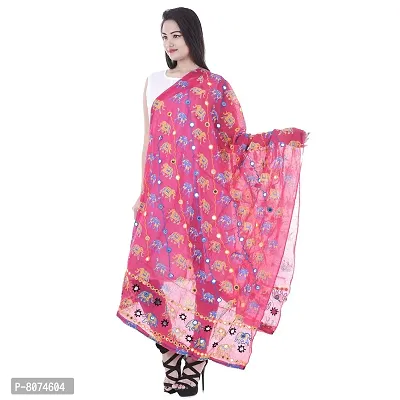 APRATIM Women's Cotton Embroidery and Mirror Work Dupatta Stoles (Kutch-09, Pink, 2.25 m)-thumb4