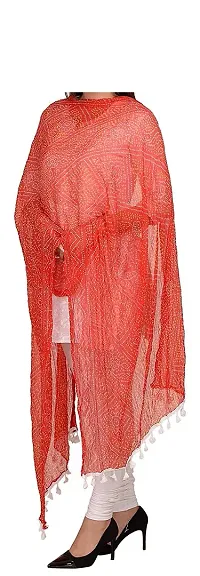 Chiffon Bandhani Dupattas Neck Scarf Fashionable Stole - For Girls Women's Free size- 2.25 meters-thumb1