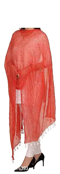 Chiffon Bandhani Dupattas Neck Scarf Fashionable Stole - For Girls Women's Free size- 2.25 meters-thumb2