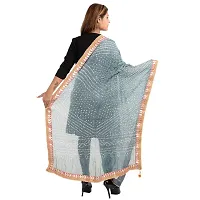 Apratim Art Silk Women's/Girls Wedding/Festival Bandhani Dupatta Grey Color-thumb2