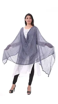 APRATIM Women's Poly Chiffon Solid Plain Dupatta (DS13, Grey)-thumb1