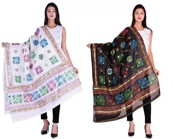 Stylish Cotton Printed Dupattas For Women - Pack Of 2