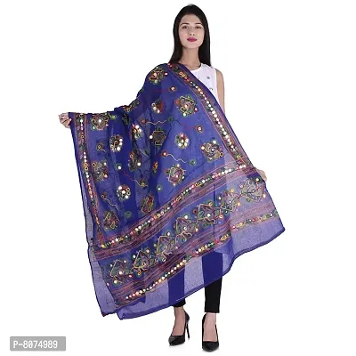 Indian Woman Cotton Handmade Kutch Work Embroidery Sequence Work Dupatta-thumb0