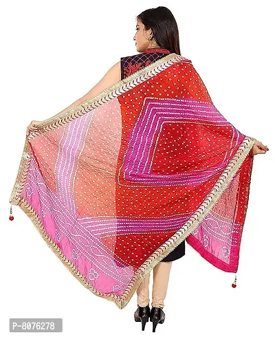 Apratim Art Silk Women's/Girls Wedding/Festival Bandhani Dupatta Pink Color-thumb2