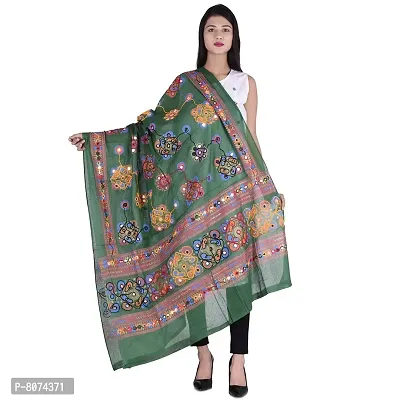 Indian Woman Cotton Handmade Kutch Work Embroidery Dupatta-thumb0