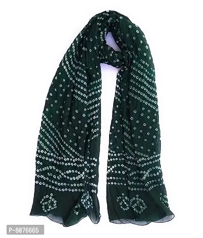 APRATIM Women's Art Silk Bandhani Dupattas Neck Scarf Printed Fashionable Stole - Free size- 2.25 meters |Dark Green-thumb0