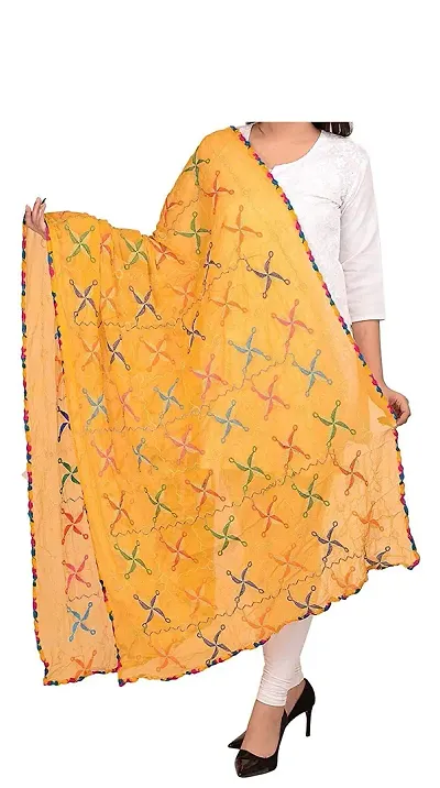 Women's Chiffon Phulkari Dupattas Neck Scarf Fashionable Stole size- 2.25 meter