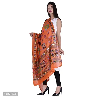 Indian Woman Cotton Handmade Kutch Work Embroidery Dupatta-thumb3