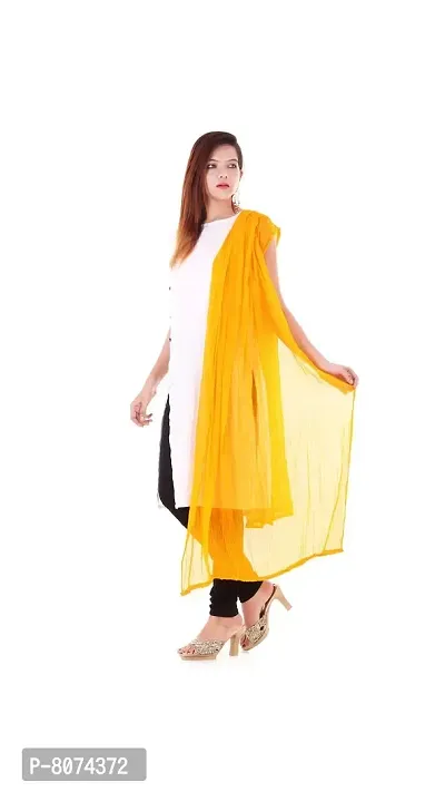 APRATIM Women's Chiffon Solid Colour Dupatta (DOY01, Yellow, Free Size)-thumb4