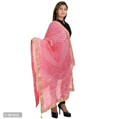 APRATIM Women's Art Silk Bandhani Dupatta with Zari Border Lace (as-032, Peach, 2.25 m)-thumb3