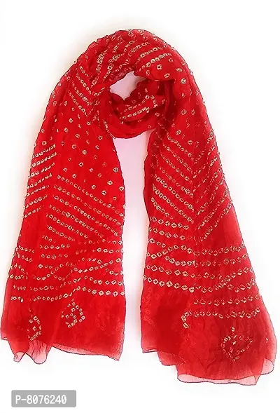 APRATIM Women's and Girl's Art Silk Bandhani Solid colour fabric with beautiful print on it Dupatta Neck Scarf Fashionable Stole ( Dark Pink, Free size, 2.25 meter)